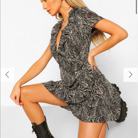 Brave soul London marble print frill dress new with tags - Picture 2 of 4